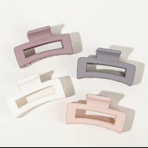 4pcs Mini Frosted Square Hair Clips Hollow Hair Claw Shark Claw Girls/Women